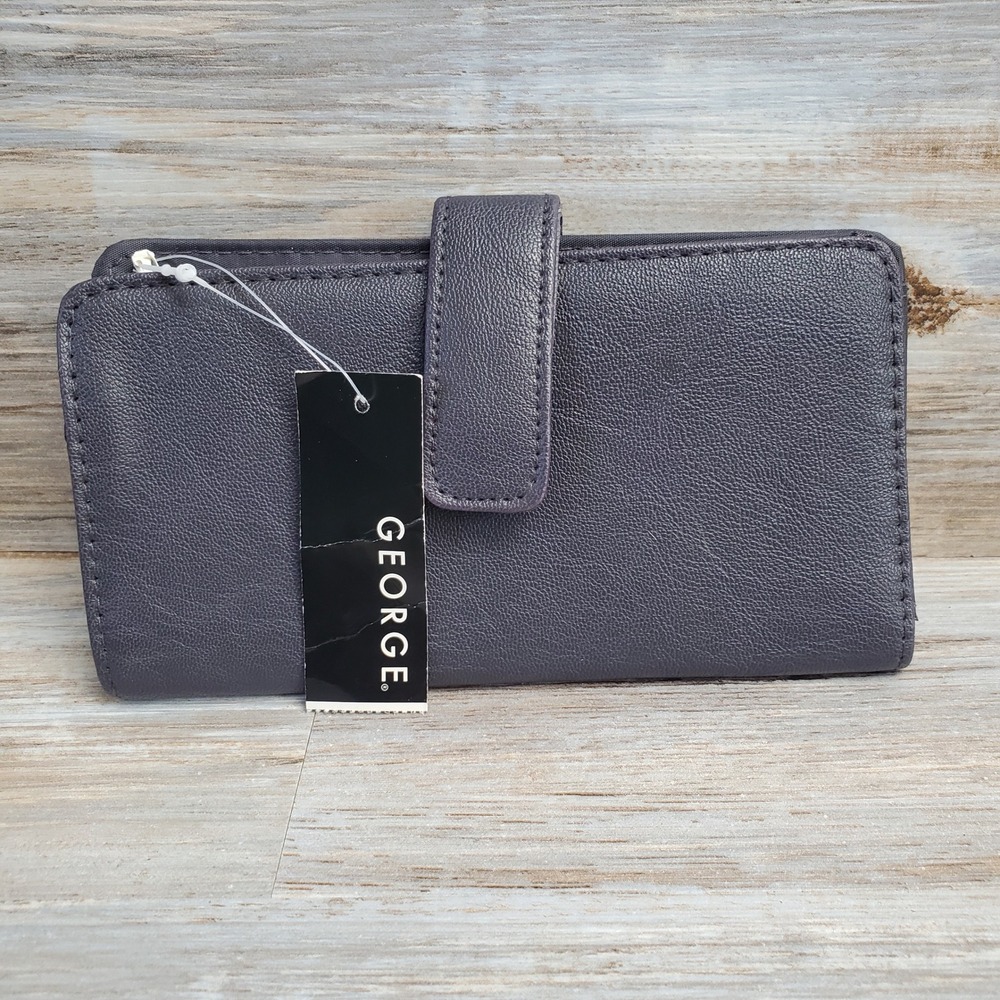 George Joyce Purple Faux Leather Checkbook Wallet Organizer OR12163-117 NEW
